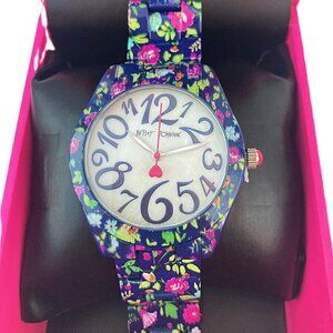 Betsey Johnson WATCH XOXO New Leopard Boxed Flowers Heart Wrist Clasp Closure